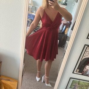 NWOT Satin Flowy Cami Dress, Zipper Back & Wrap Bust